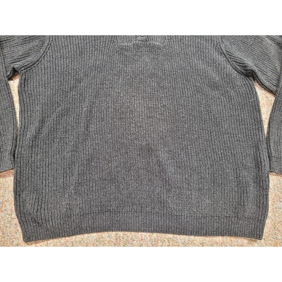 Eddie Bauer Sweater Men XL Grey Henley Chunk Knit Fisherman Outdoors Heavy USA - Picture 3 of 14